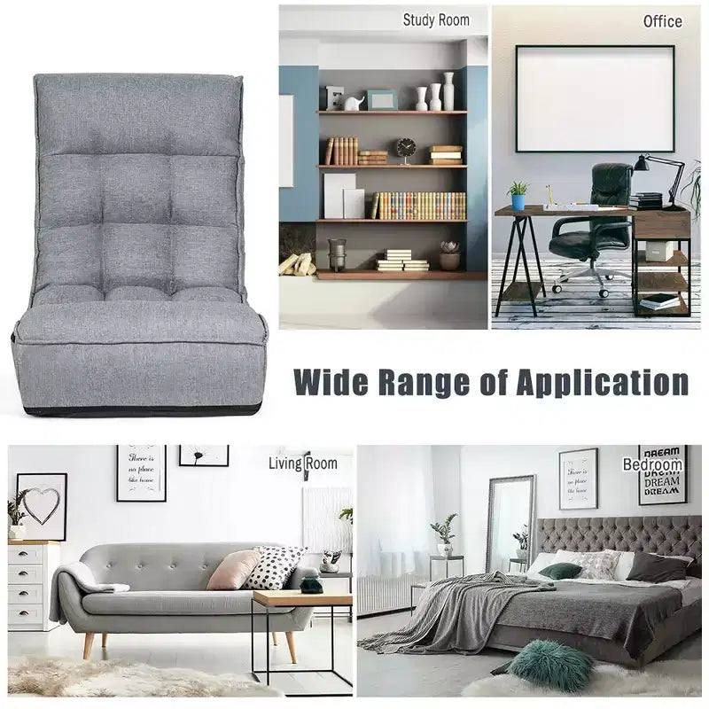 Costway Fauteuil de sol 4 positions pliant avec dossier et appui-tête réglables Gris