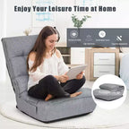 Costway Fauteuil de sol 4 positions pliant avec dossier et appui-tête réglables Gris