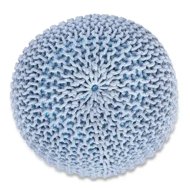 BirdRock Home Pouf Rond Repose-pieds Ottoman - Bleu Doux