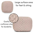 BirdRock Home Pouf Carré Repose-Pieds Ottoman pour Salon et Chambre - Naturel