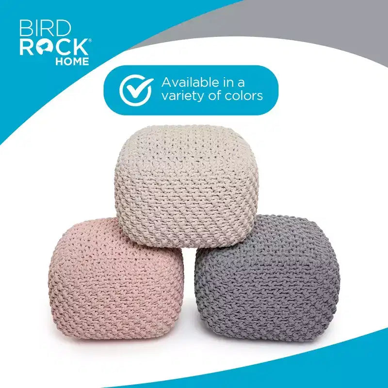 BirdRock Home Pouf Carré Repose-Pieds Ottoman pour Salon et Chambre - Naturel