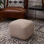 BirdRock Home Pouf Carré Repose-Pieds Ottoman pour Salon et Chambre - Naturel