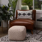 BirdRock Home Pouf Carré Repose-Pieds Ottoman pour Salon et Chambre - Naturel