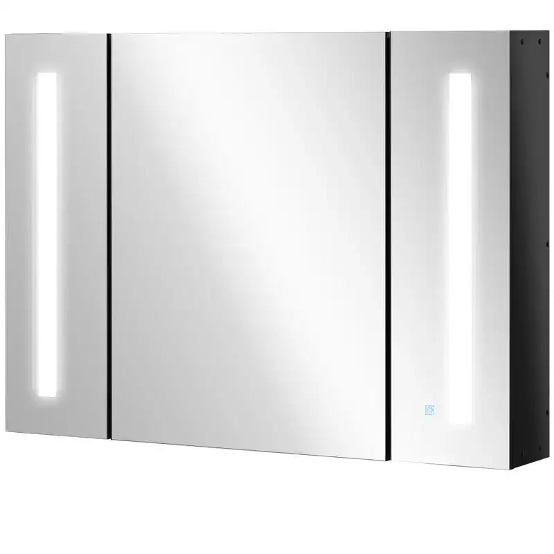 kleankin Armoire de toilette murale à LED avec miroir, 35,5 x 25,5 cm, 3 compartiments, fonction mémoire, chargement USB