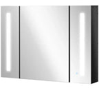 kleankin Armoire de toilette murale à LED avec miroir, 35,5 x 25,5 cm, 3 compartiments, fonction mémoire, chargement USB