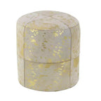 Contemporary Round Cowhide Leather Stool Ottoman - Olivia & May