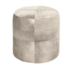 Pouf Repose-pieds Rond en Cuir de Vachette Contemporain - Olivia & May