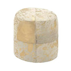Pouf Repose-pieds Rond en Cuir de Vachette Contemporain - Olivia & May