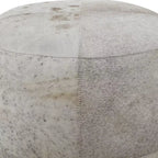 Pouf Repose-pieds Rond en Cuir de Vachette Contemporain - Olivia & May