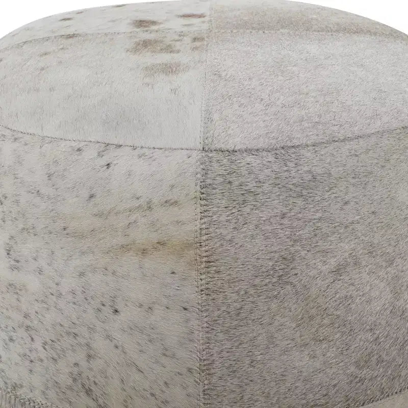 Pouf Repose-pieds Rond en Cuir de Vachette Contemporain - Olivia & May