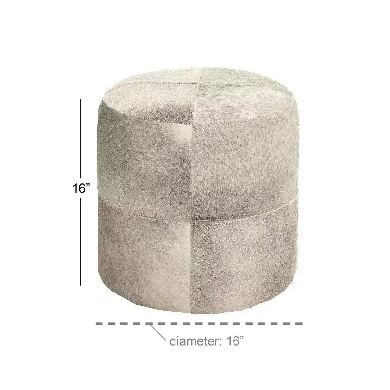 Pouf Repose-pieds Rond en Cuir de Vachette Contemporain - Olivia & May