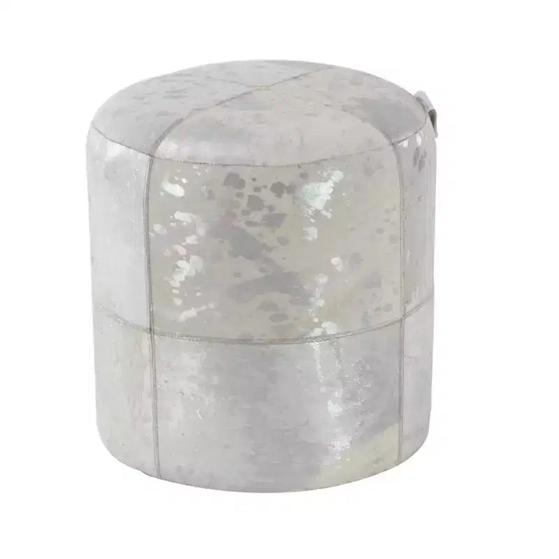 Pouf Repose-pieds Rond en Cuir de Vachette Contemporain - Olivia & May