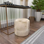 Pouf Repose-pieds Rond en Cuir de Vachette Contemporain - Olivia & May