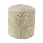 Pouf Repose-pieds Rond en Cuir de Vachette Contemporain - Olivia & May
