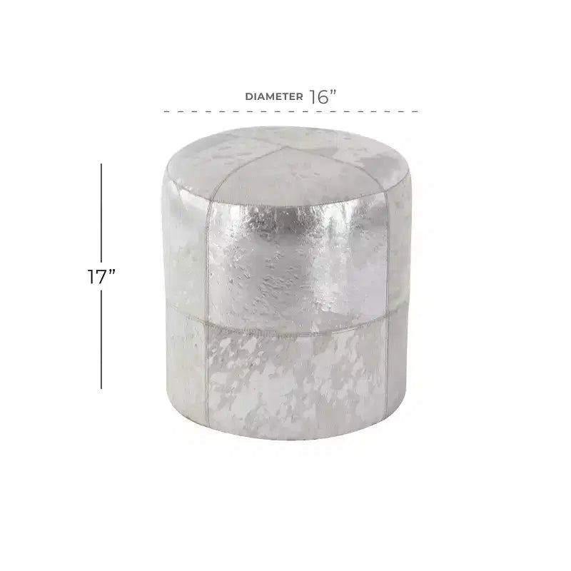 Pouf Repose-pieds Rond en Cuir de Vachette Contemporain - Olivia & May