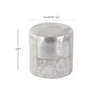 Pouf Repose-pieds Rond en Cuir de Vachette Contemporain - Olivia & May