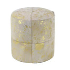 Pouf Repose-pieds Rond en Cuir de Vachette Contemporain - Olivia & May