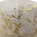 Pouf Repose-pieds Rond en Cuir de Vachette Contemporain - Olivia & May