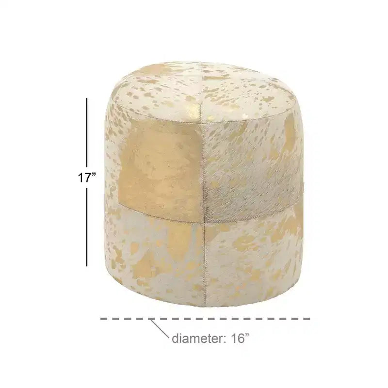 Pouf Repose-pieds Rond en Cuir de Vachette Contemporain - Olivia & May