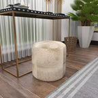 Pouf Repose-pieds Rond en Cuir de Vachette Contemporain - Olivia & May