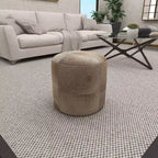 Pouf Repose-pieds Rond en Cuir de Vachette Contemporain - Olivia & May