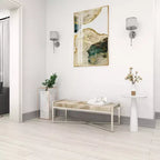 Banc rectangulaire contemporain en peau de vache et acier inoxydable – Olivia & May