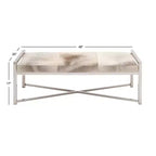 Banc rectangulaire contemporain en peau de vache et acier inoxydable – Olivia & May