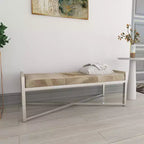 Banc rectangulaire contemporain en peau de vache et acier inoxydable – Olivia & May