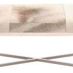 Banc rectangulaire contemporain en peau de vache et acier inoxydable – Olivia & May