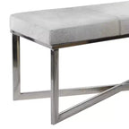 Banc rectangulaire contemporain en peau de vache et acier inoxydable – Olivia & May