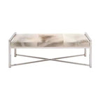 Banc rectangulaire contemporain en peau de vache et acier inoxydable – Olivia & May
