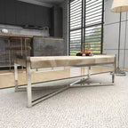 Banc rectangulaire contemporain en peau de vache et acier inoxydable – Olivia & May