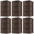 Sterilite 3 Drawer Decorative Plastic Weave Storage Tower, 6-Pack, Espresso