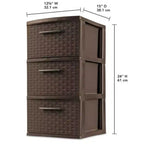 Tour de rangement décorative Sterilite à 3 tiroirs en plastique tressé, paquet de 6, Espresso