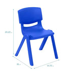 Lot de 4 chaises empilables en plastique pour écoliers, 14 po