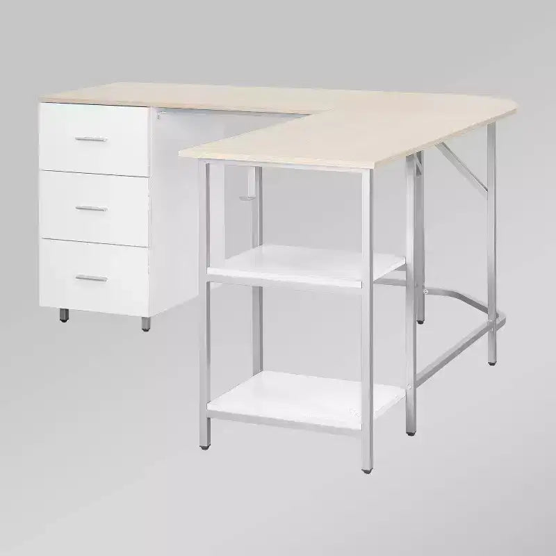 Bureau d'angle bicolore pour bureau à domicile avec rangement - Techni Mobili