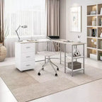 Bureau d'angle bicolore pour bureau à domicile avec rangement - Techni Mobili