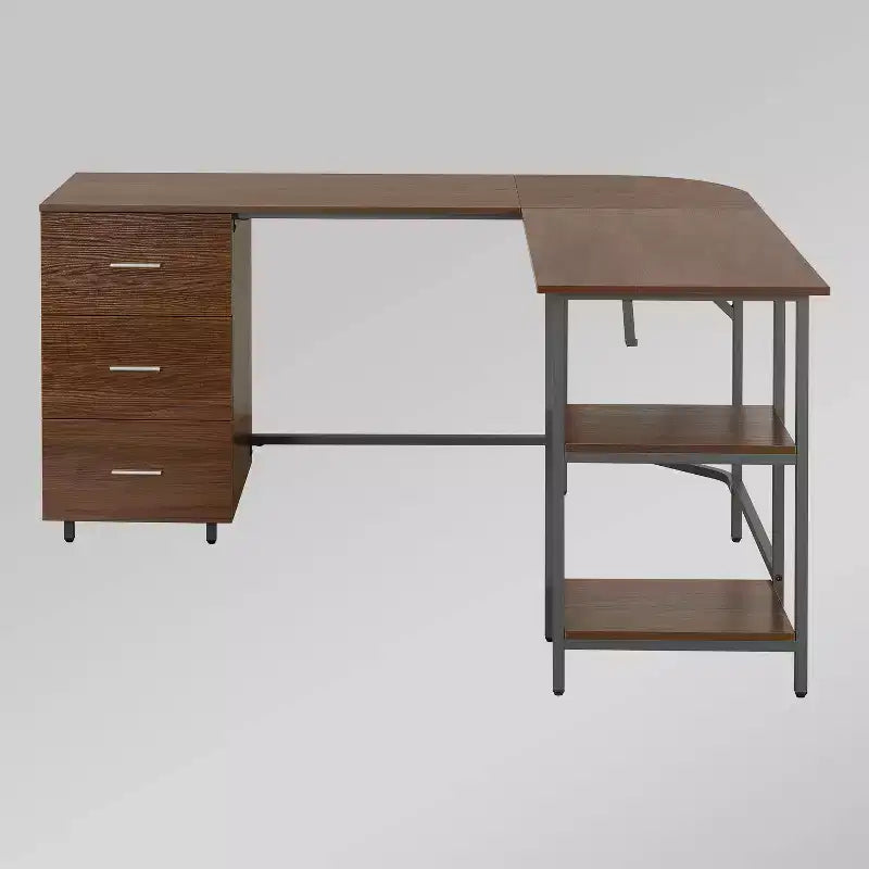 Bureau d'angle bicolore pour bureau à domicile avec rangement - Techni Mobili