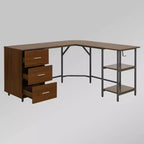 Bureau d'angle bicolore pour bureau à domicile avec rangement - Techni Mobili