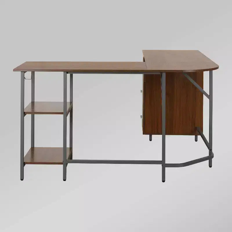 Bureau d'angle bicolore pour bureau à domicile avec rangement - Techni Mobili