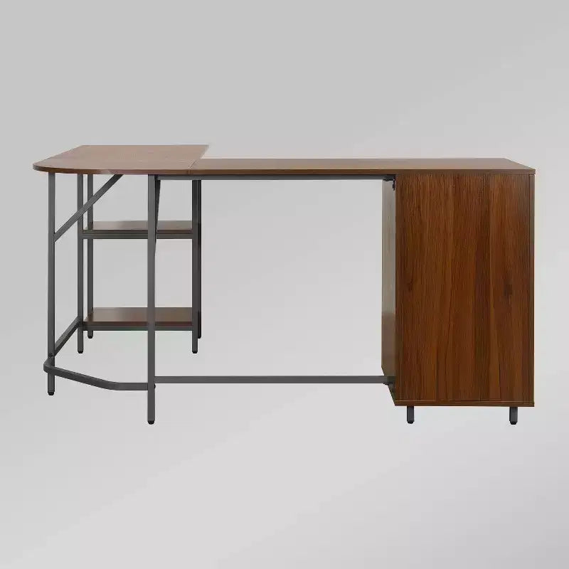 Bureau d'angle bicolore pour bureau à domicile avec rangement - Techni Mobili