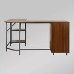Bureau d'angle bicolore pour bureau à domicile avec rangement - Techni Mobili