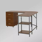 Bureau d'angle bicolore pour bureau à domicile avec rangement - Techni Mobili