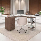 Bureau d'angle bicolore pour bureau à domicile avec rangement - Techni Mobili