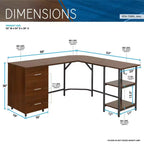 Bureau d'angle bicolore pour bureau à domicile avec rangement - Techni Mobili