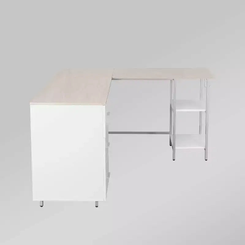 Bureau d'angle bicolore pour bureau à domicile avec rangement - Techni Mobili