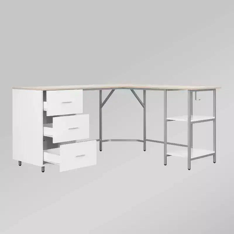 Bureau d'angle bicolore pour bureau à domicile avec rangement - Techni Mobili