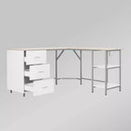 Bureau d'angle bicolore pour bureau à domicile avec rangement - Techni Mobili