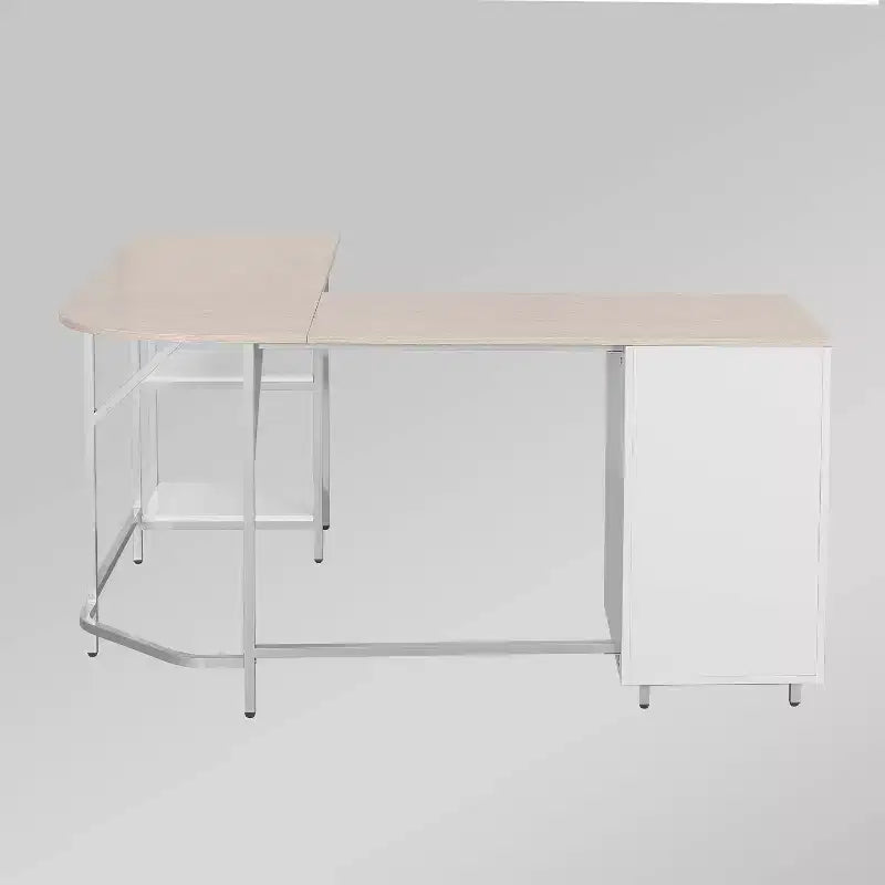 Bureau d'angle bicolore pour bureau à domicile avec rangement - Techni Mobili