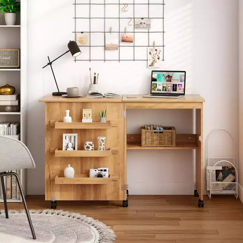 Table de couture pliante Costway avec rangements et roulettes pour la maison